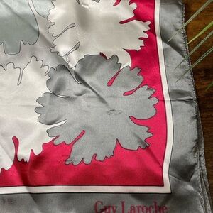 Guy Laroche Gray and Pink Silk Scarf